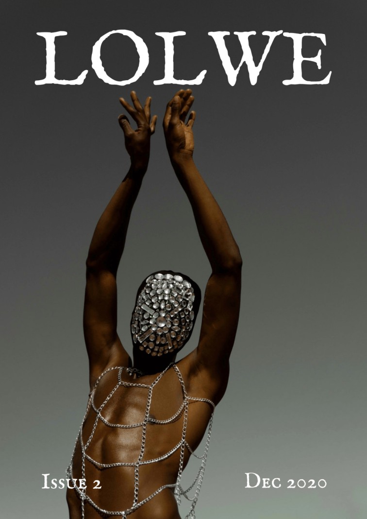 Lolwe Issue 2 cover. Image title: Morrison’s Air. Photography: Ericke Tjiueza. Costume Design: Nicodemus Amwele, Ericke Tjiueza. Model: Jean-Claude Nazarii.