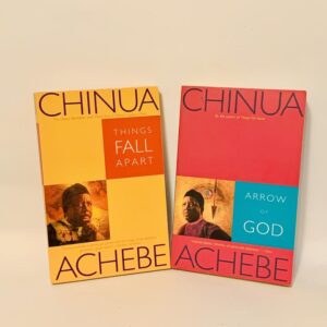 Chinua Achebe's Things Fall Apart and Arrow of God, both from Heinemann's African Writers Series, edited by Achebe and published by James Currey. Credit: Brown Bag Books.