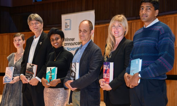 The 2021 Booker prize shortlist: (from left) Patricia Lockwood, Richard Powers, Nadifa Mohamed, Damon Galgut, Maggie Shipstead and Anuk Arudpragasam. Photograph: REX/Shutterstock.