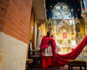 Cardinal Arinze prepares for Pontifical High Mass in the Extraordinary Form for the Feast of Corpus Christi in London on June 20, 2019. Photo credit: Mazur/cbcew.org.uk.