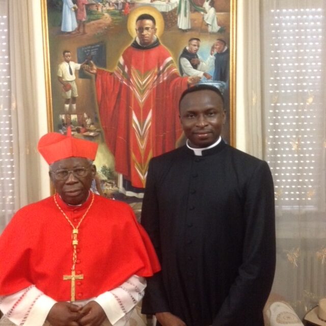 Cardinal Arinze and his secretary Father Anthony Ezeugo