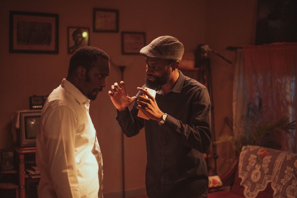 Taiwo Egunjobi speaks to Temilolu Fosudo on the set of A Green Fever.