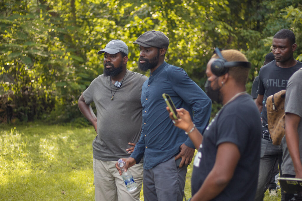 Taiwo Egunjobi on a film set.