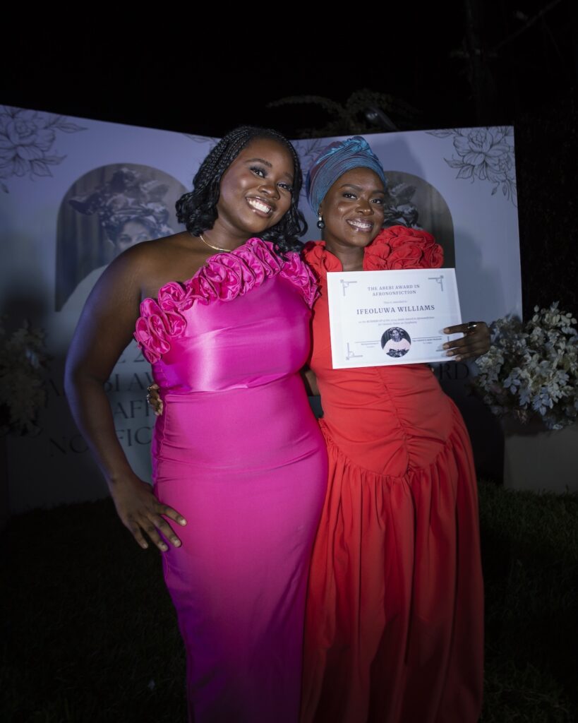 Abebi Award founder Mofiyinfoluwa O. and 2024 runner-up Ifeoluwa Ajike Williams