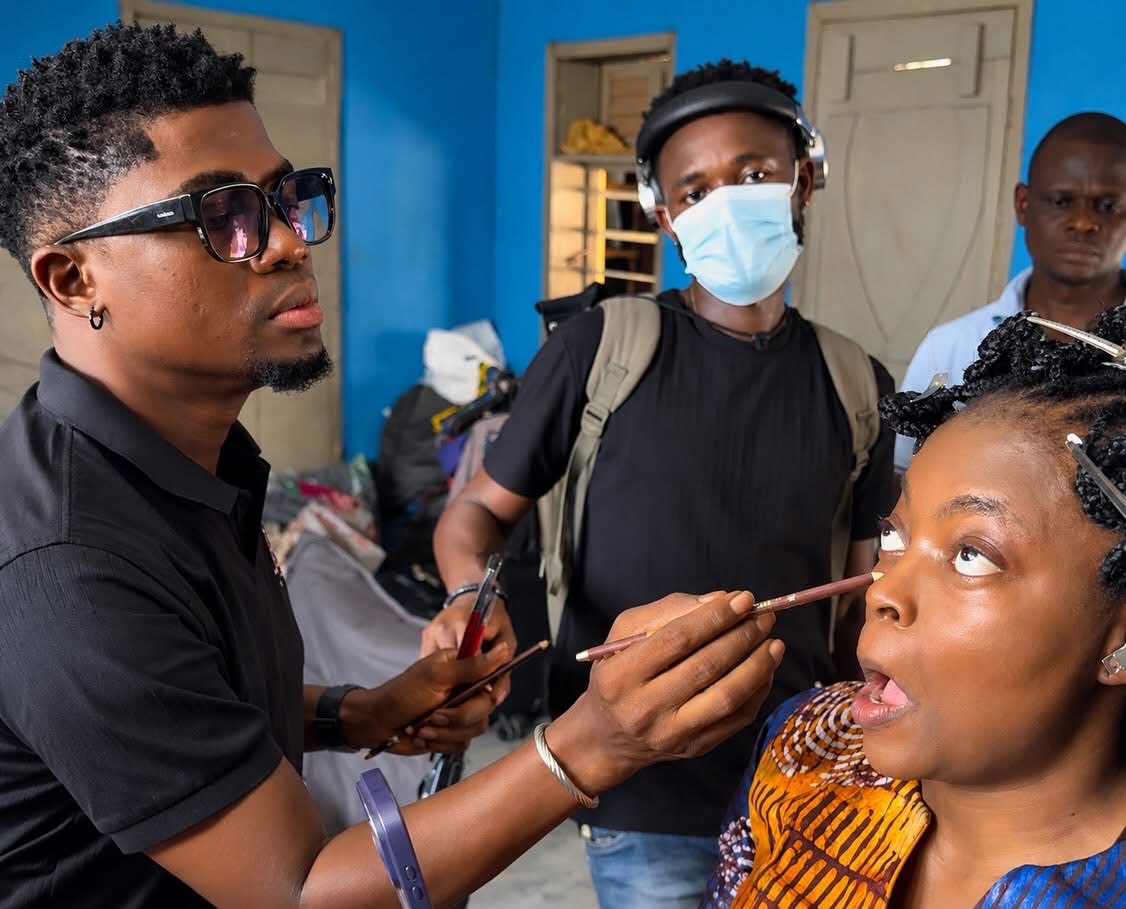 Hakeem Effects on the set of The Four, with Funke Akindele.